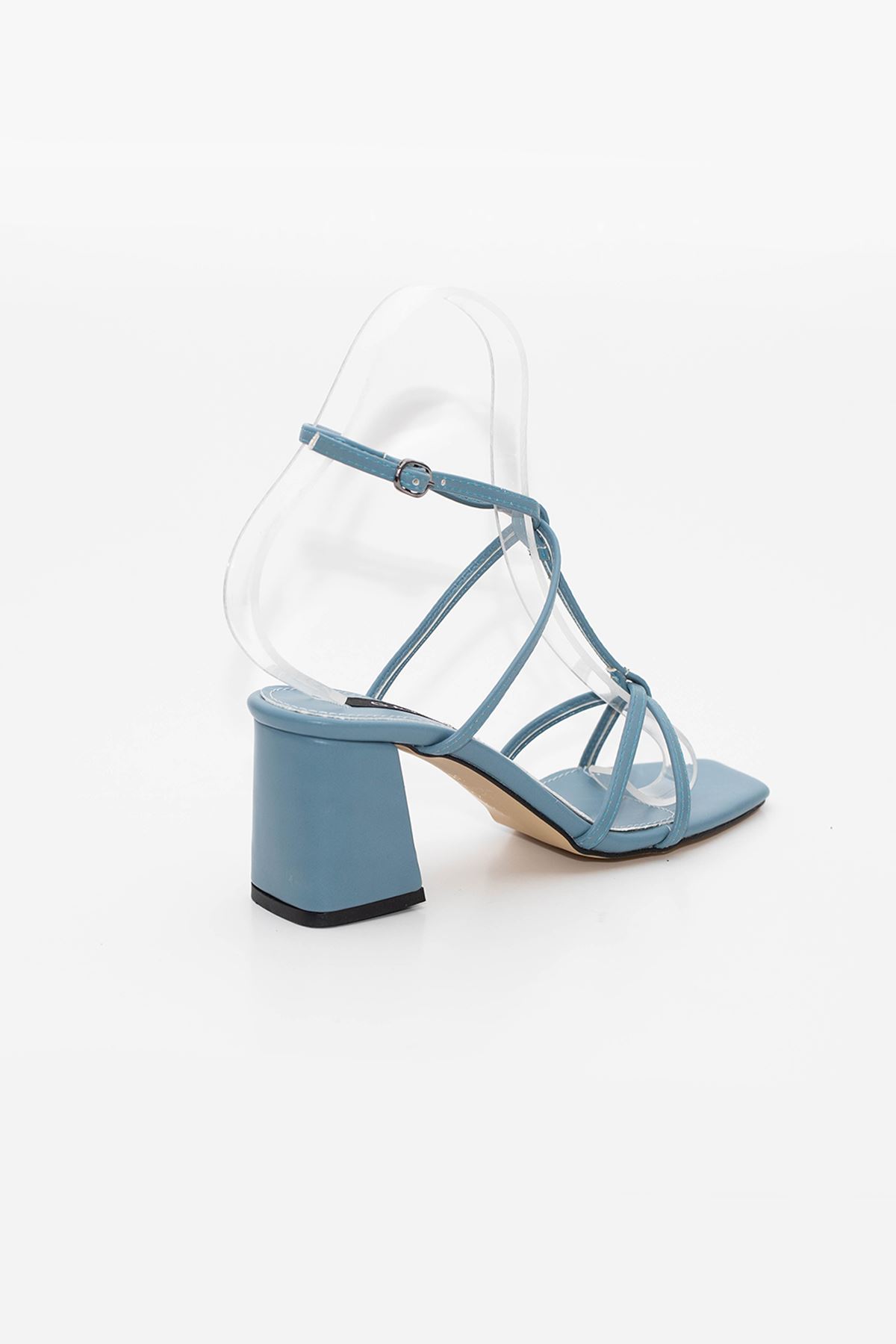 Kadın Bantlı Topuklu Ayakkabı Sandalet Nora Gate Shoes-Mavi