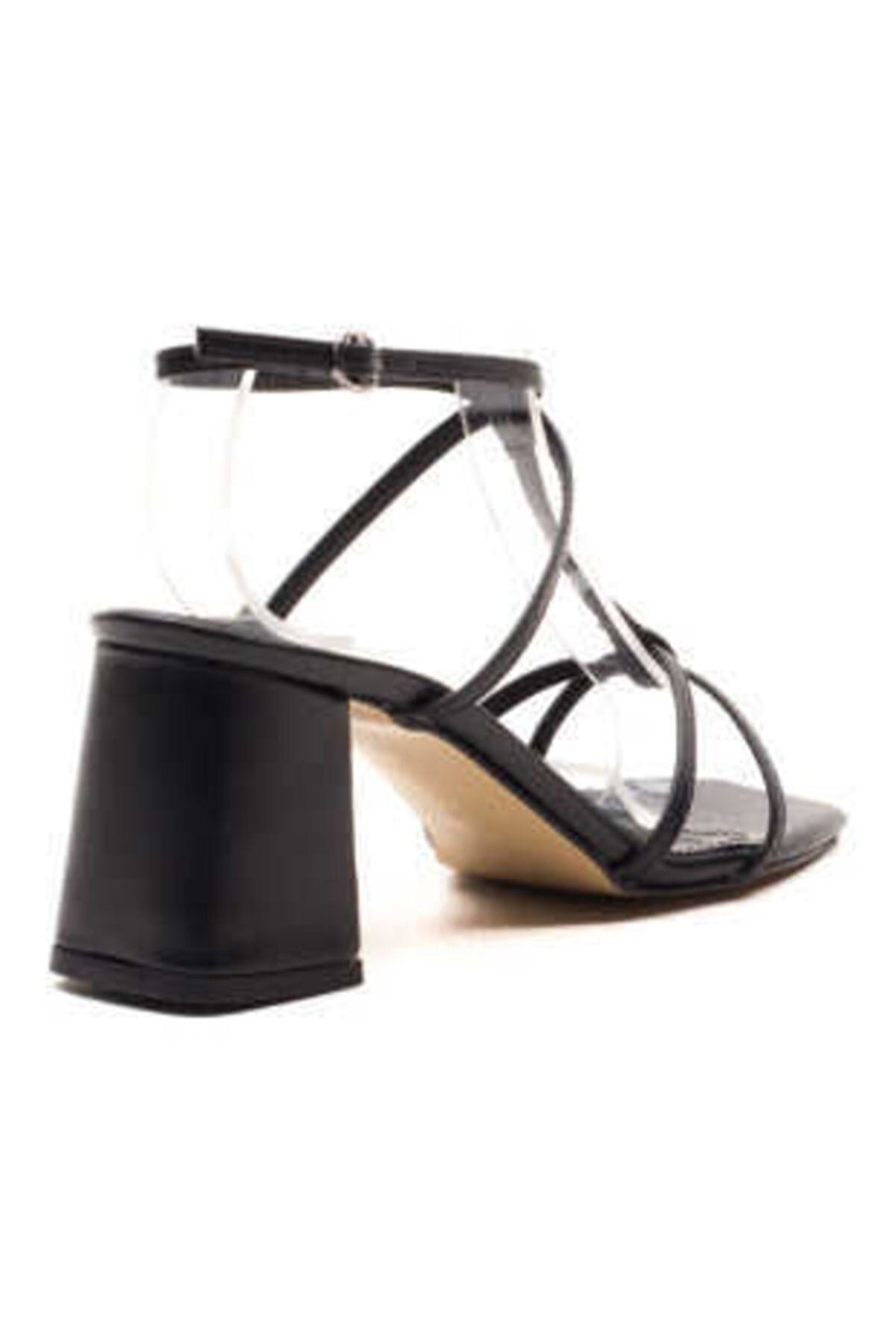 Kadın Bantlı Topuklu Ayakkabı Sandalet Nora Gate Shoes-Siyah