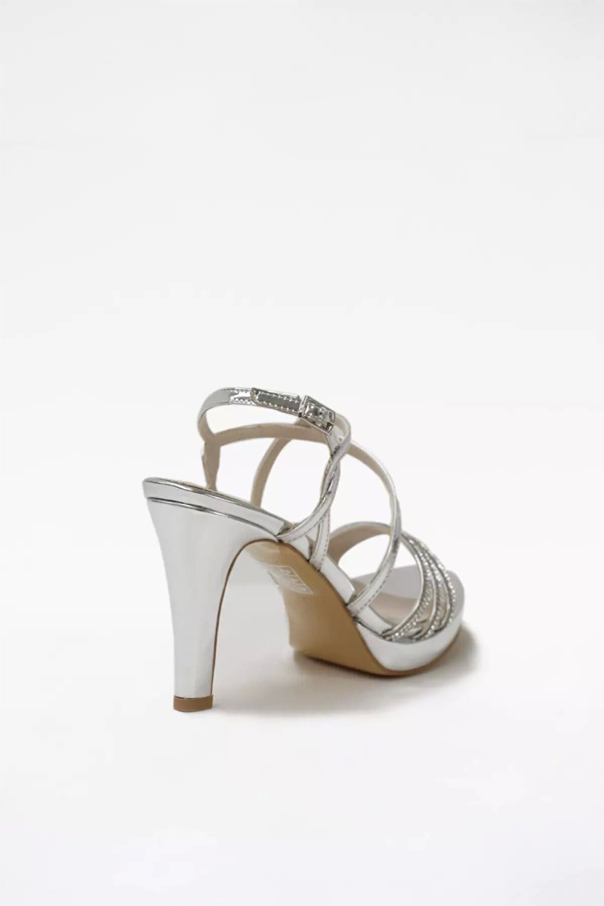 Kadın Taşlı Abiye Ayakkabı Sandalet Emma Gate Shoes-Gümüş