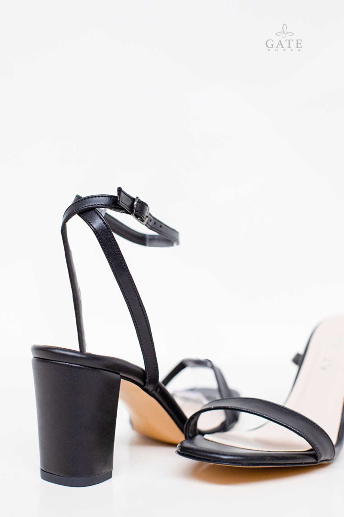 Kadın Tek Bantlı Topuklu Ayakkabı Sandalet Lara Gate Shoes-Siyah