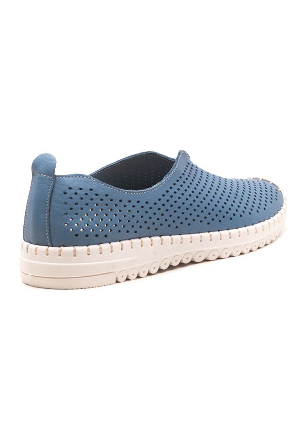 Hakiki Deri Kadın Deri Ayakkabı Pier Wave -Mavi