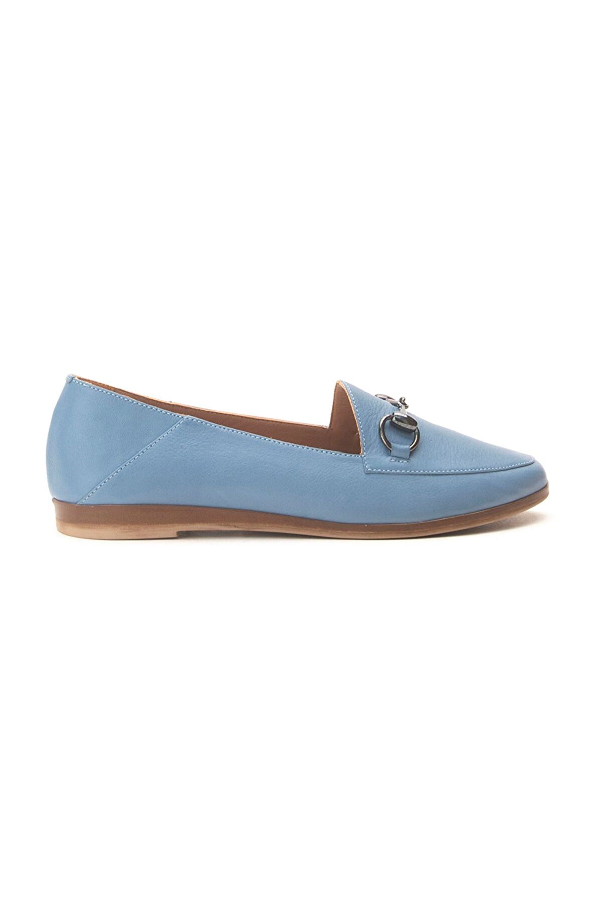 Hakiki Deri Kadın Deri Ayakkabı Pop Wave -Mavi