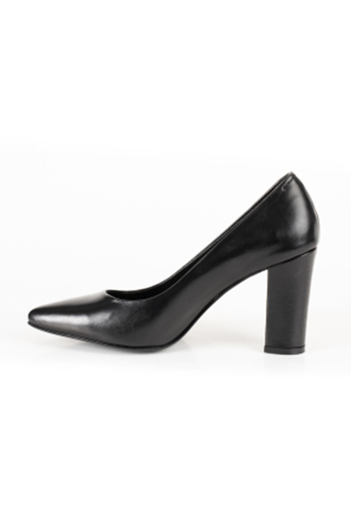 Hakiki Deri Kadın Deri Topuklu Ayakkabı 1786 Gate Shoes -Siyah