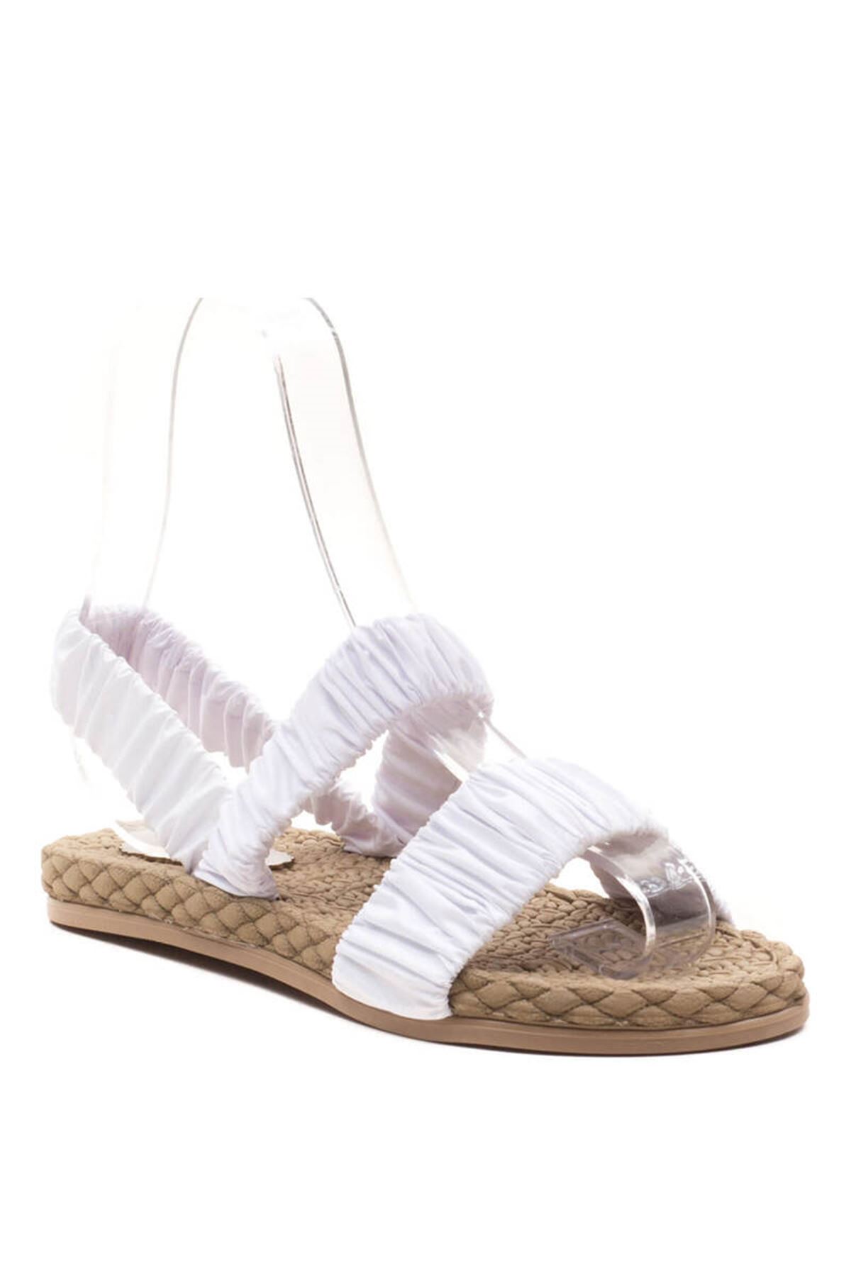 Kadın Hasır Tabanlı Sandalet Beta Gate Shoes-Beyaz