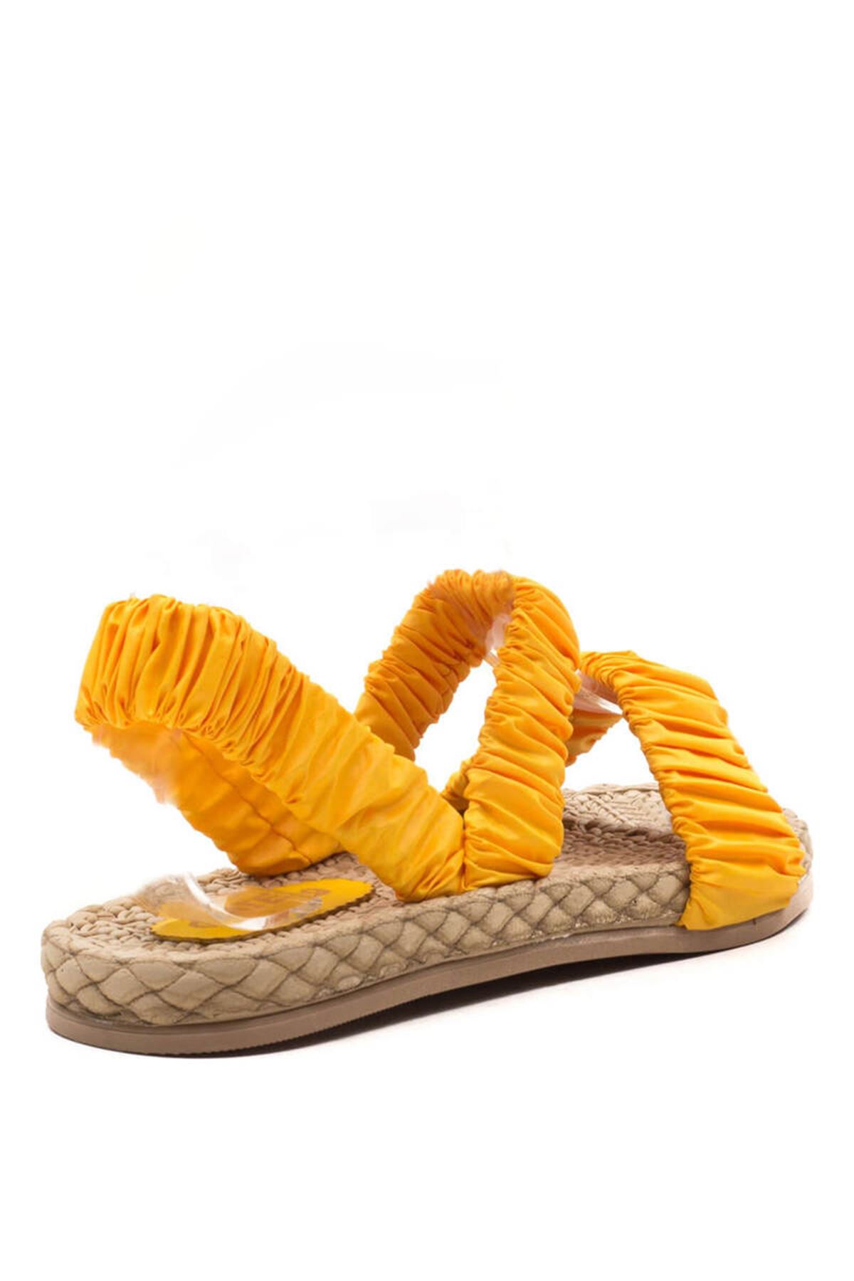 Kadın Hasır Tabanlı Sandalet Beta Gate Shoes-Sarı