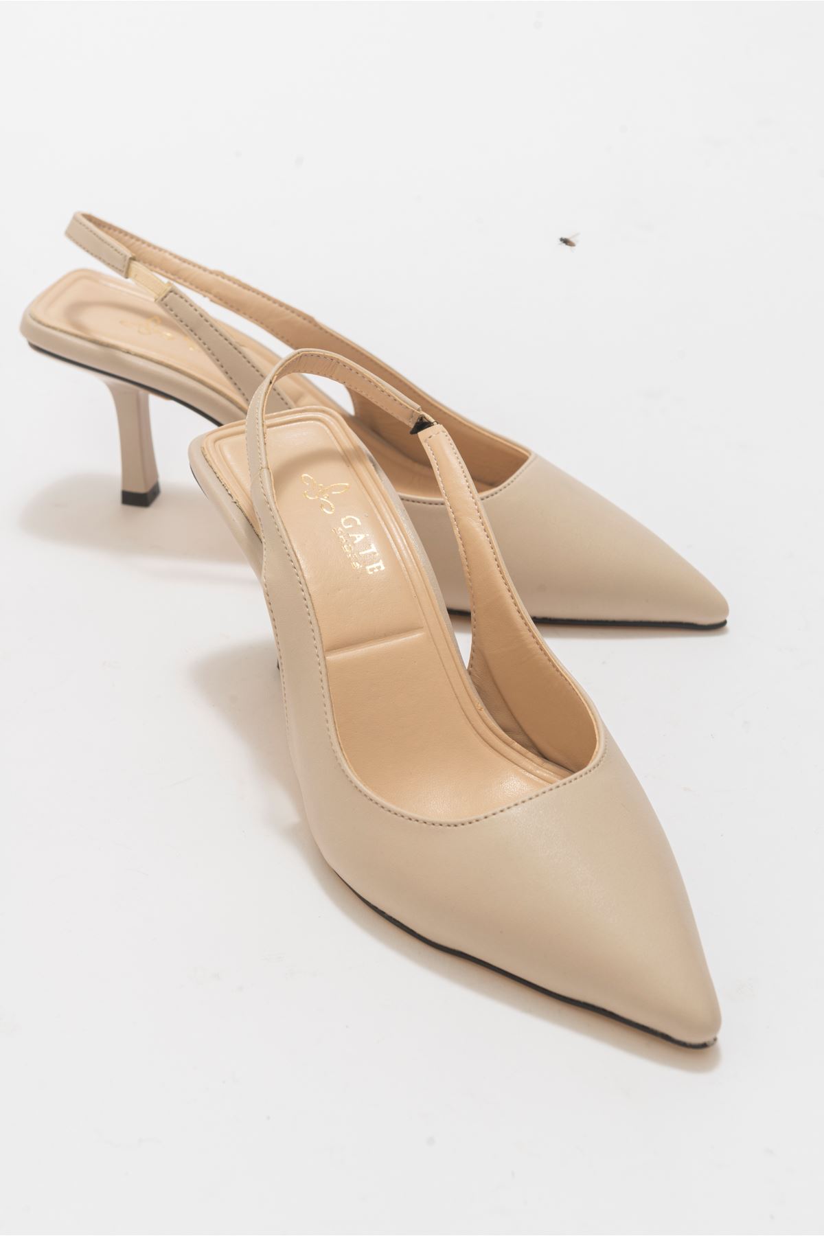 Nina Bilektan Bağlamalı Klasik Topuklu Kadın Günlük Sandalet Ayakkabı Gate Shoes-Ten