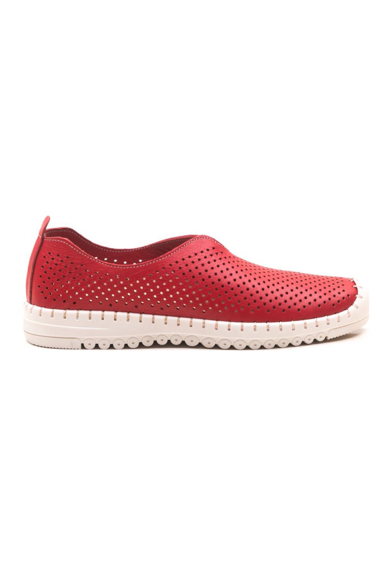 Hakiki Deri Kadın Deri Casual Ayakkabı Siena Gate Shoes-Kırmızı
