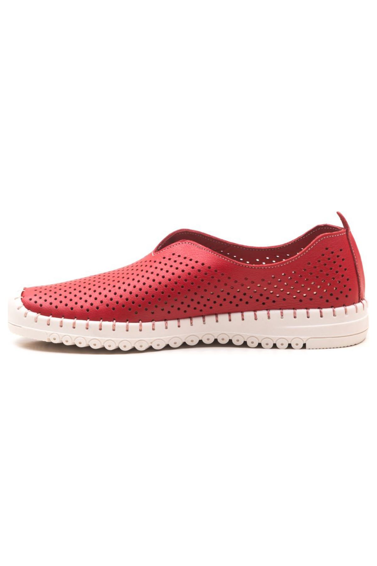 Hakiki Deri Kadın Deri Casual Ayakkabı Siena Gate Shoes-Kırmızı