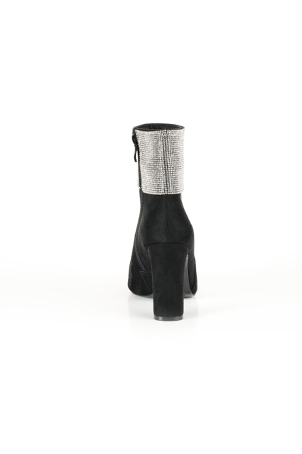 Kadın Klasik Topuklu Bot 1798 Gate Shoes -Süet Siyah