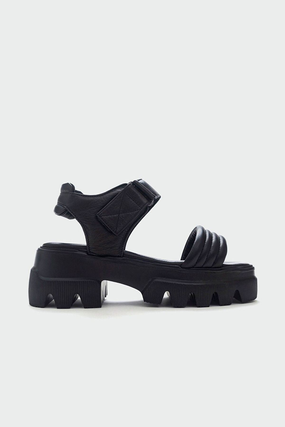 Jelena Kadın Yüksek Taban  Bantlı Hakiki Deri Sandalet Gate Shoes-Siyah