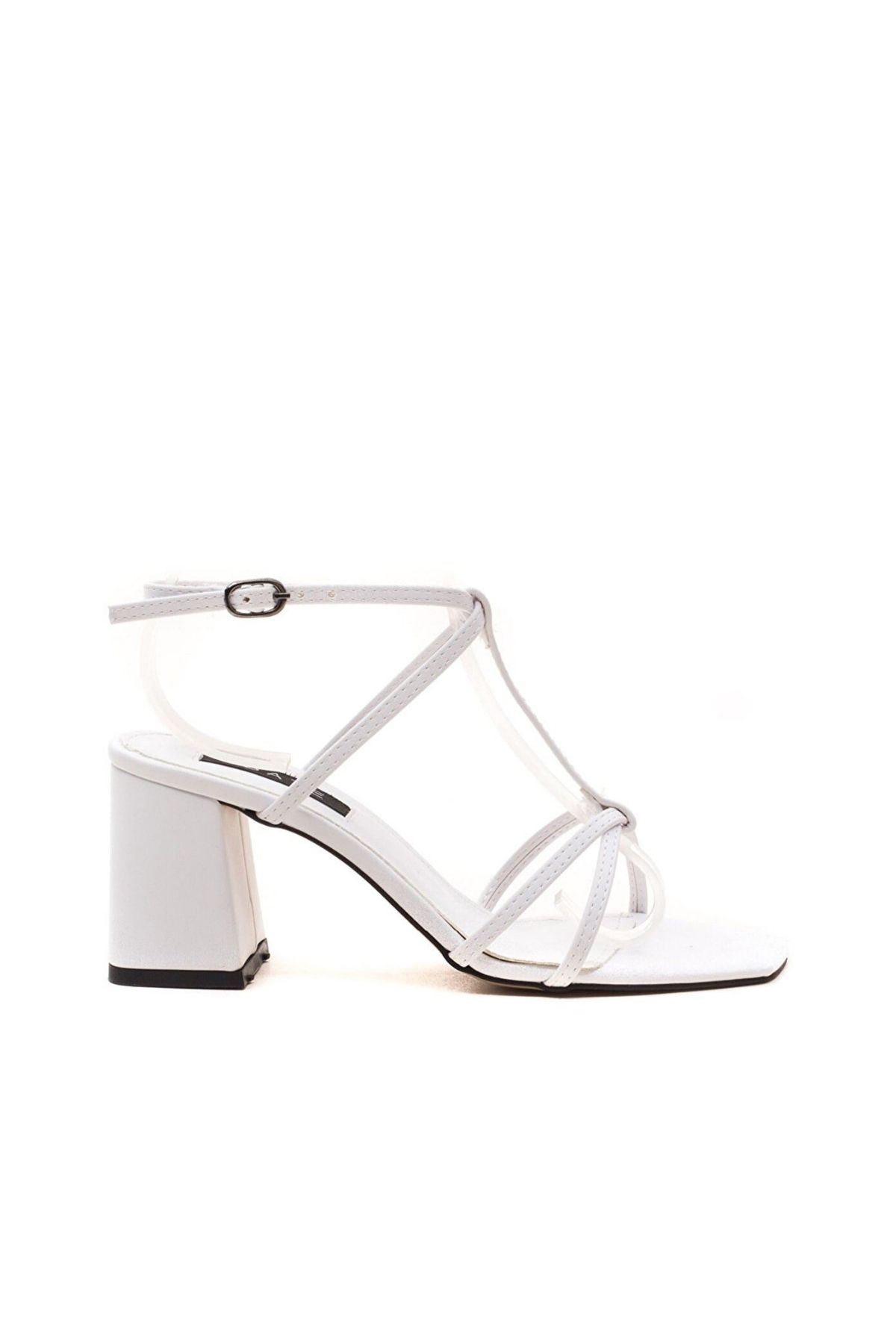 Kadın Bantlı Topuklu Ayakkabı Sandalet Nora Gate Shoes-Beyaz