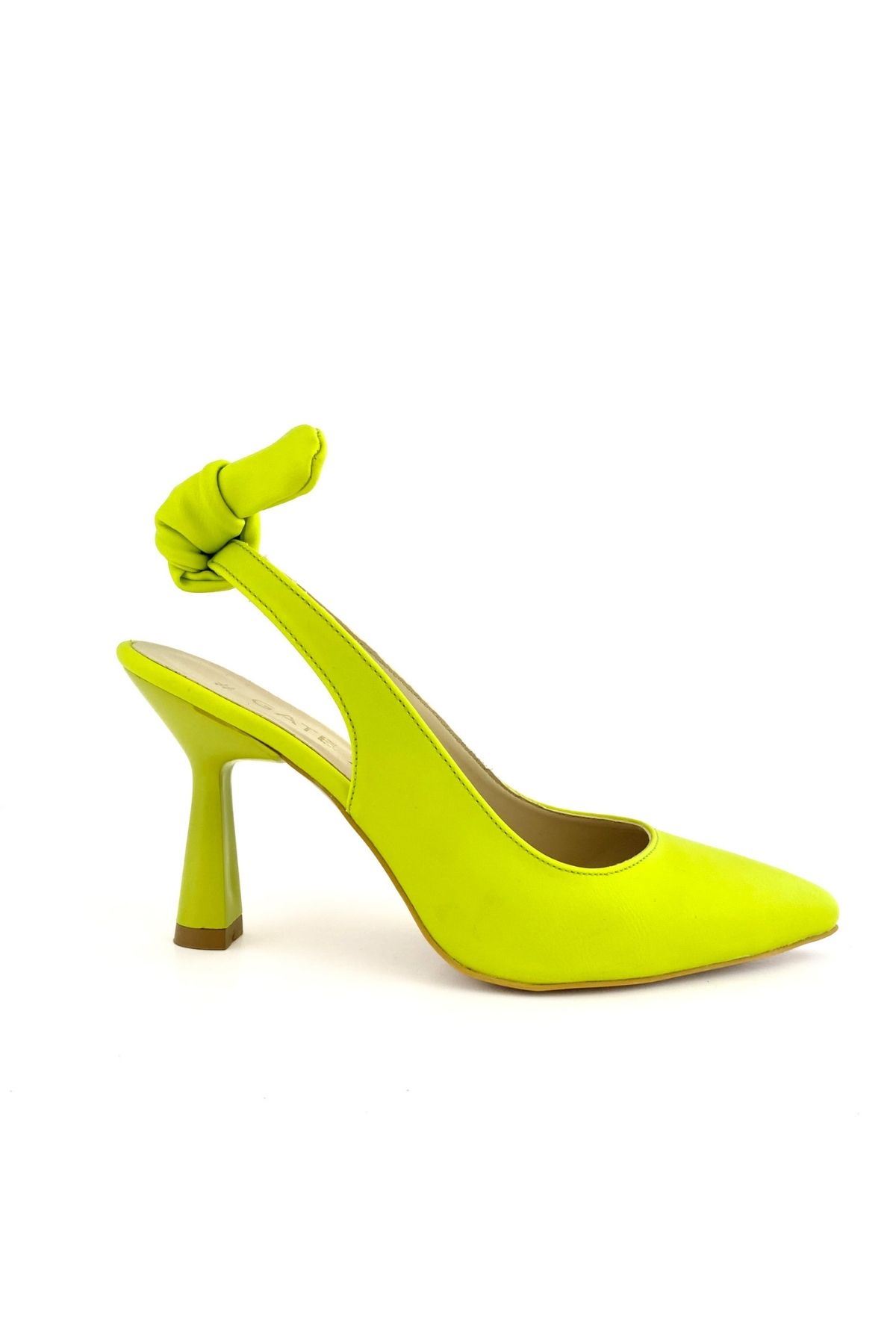 Kadın Klasik Topuklu Fiyonklu Ayakkabı Gina Gate Shoes-Lime Yeşil