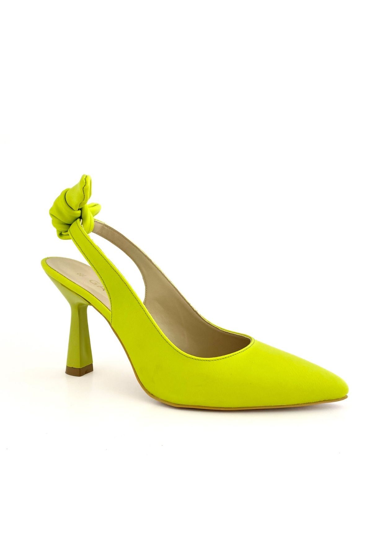 Kadın Klasik Topuklu Fiyonklu Ayakkabı Gina Gate Shoes-Lime Yeşil