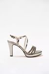 Kadın Taşlı Abiye Ayakkabı Sandalet Emma Gate Shoes-Platin