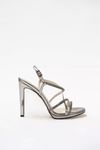Kadın Taşlı Abiye Ayakkabı Sandalet Mia Gate Shoes-Platin