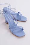 Kadın Bantlı Ve İpli Topuklu Ayakkabı Sandalet Carisa7 Gate Shoes-Mavi