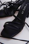 Kadın Bantlı Ve İpli Topuklu Ayakkabı Sandalet Carisa7 Gate Shoes-Siyah
