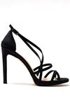 Kadın Saten Abiye Ayakkabı Sandalet Dora Gate Shoes-Siyah Süet