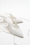Maja İpli Klasik Topuklu Kadın Günlük Sandalet Ayakkabı Gate Shoes-Beyaz