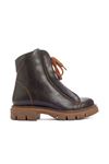 Fermuarlı kışlık kadın bot kaydırmaz taban sıcak tutan bağcıklı ayakkabı | Gate Shoes-Kahverengi